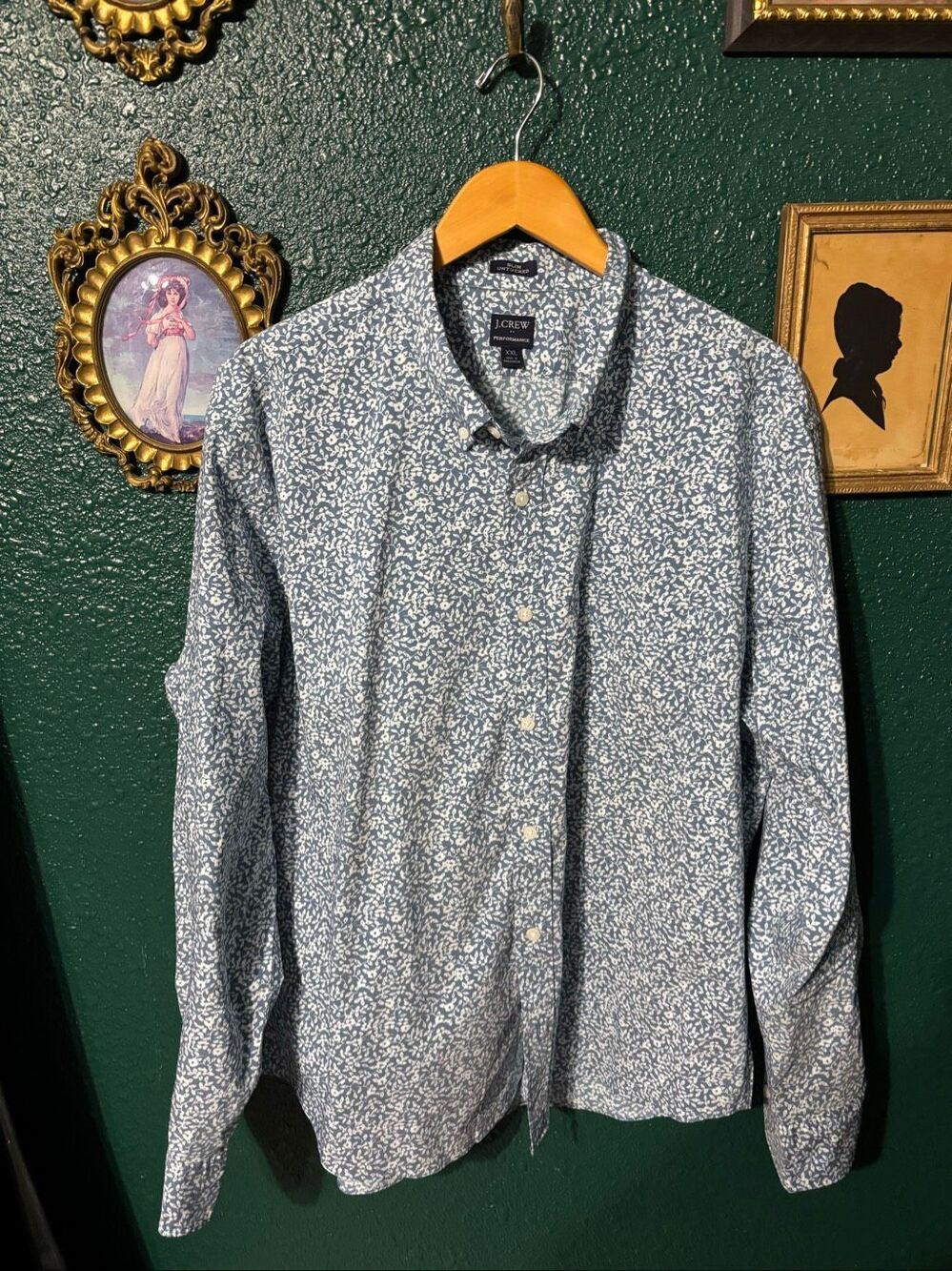 J. Crew men’s Blue Floral Slim UnTucked Button Down Shirt Sz XXL